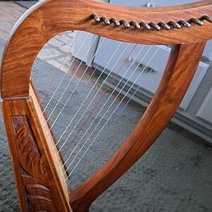 12 String Harp with Carved Details, Nearly New